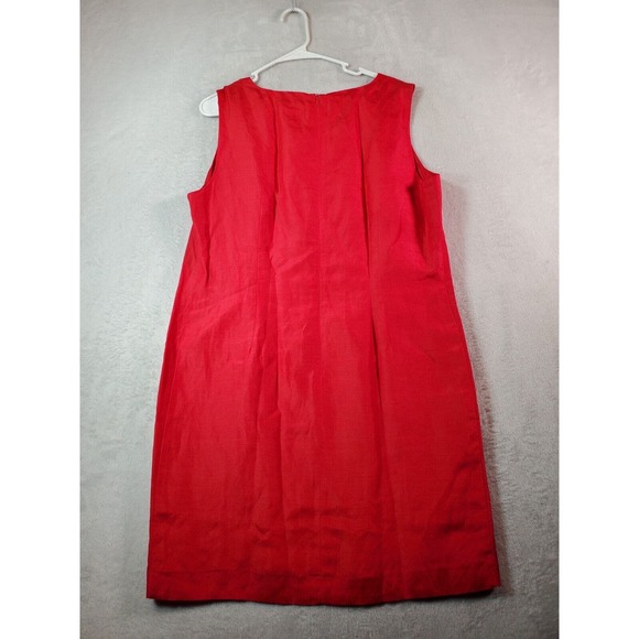 ISC Tank Dress Women Size Large Red Silk Sleeveless Round Neck Lined Back Zipper - Picture 2 of 8